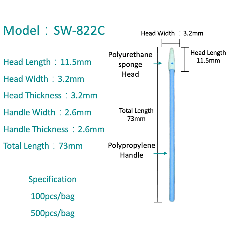 SW-822C Swab de sala de limpeza pontiaguda