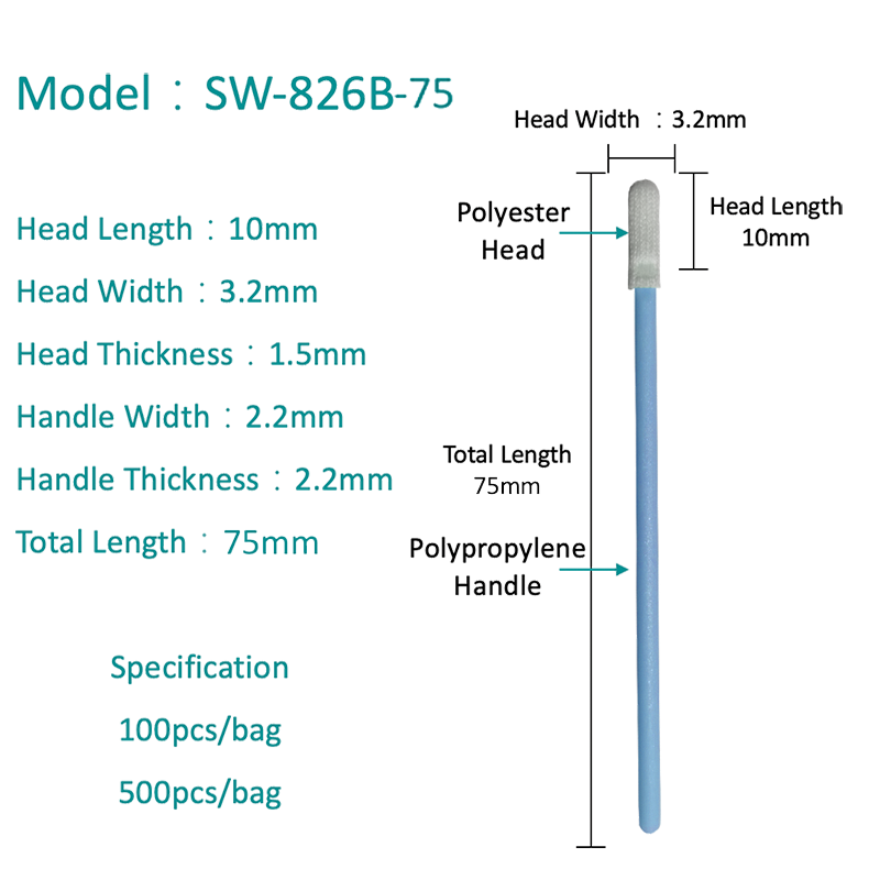 SW-826B-75 Swab de poliéster resistente a produtos químicos