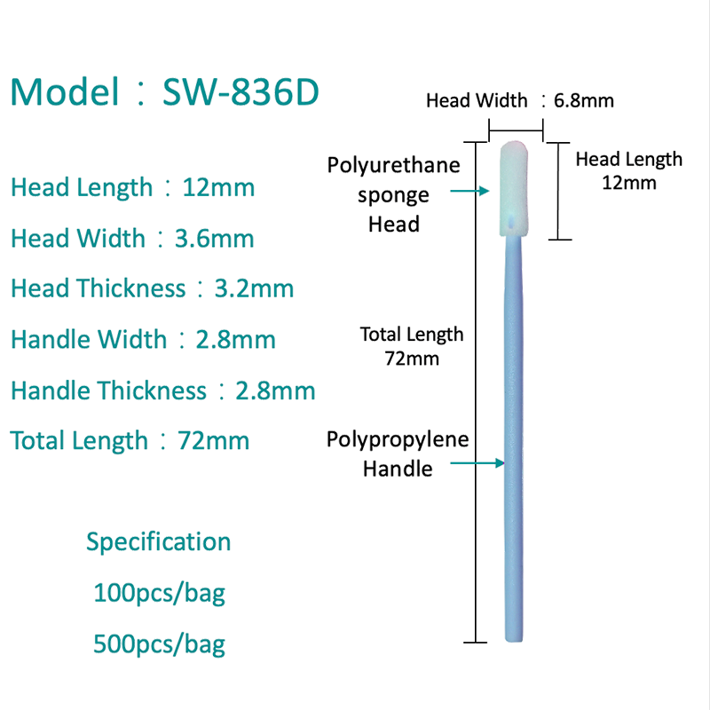 SW-836D RODOD CABEÇA ROUND LINT INDUSTRIAL SPONGE SWAB